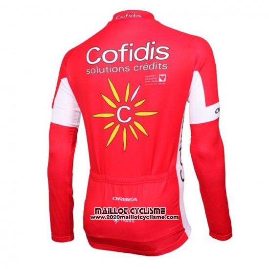2016 Maillot Ciclismo Cofidis Blanc et Rouge Manches Longues et Cuissard